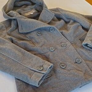 Grey Hooded Pea Coat Croft And Barrow Size Medium